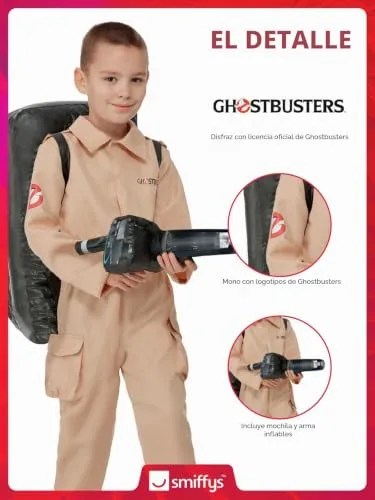 Smiffy's ▫️ Smiffys: Fato de Caçador de Fantasmas para menino, macacão e mochila insuflável – Halloween, Carnaval 3
