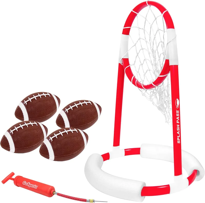 GoSports ▫️ Splash Hoop 360 & Splash Pass - Jogos de piscina flutuantes, escolha entre basquetebol, futebol e lacrosse, inclui cesto, bolas e bomba