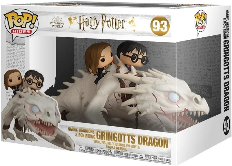 Funko ▫️ Pop! Ride: Dragão com o Harry, o Ron e a Hermione - Harry Potter - Figura de vinil colecionável - Ideia para presente - Produto oficial - Brinquedos para crianças e adultos - Fãs de filmes