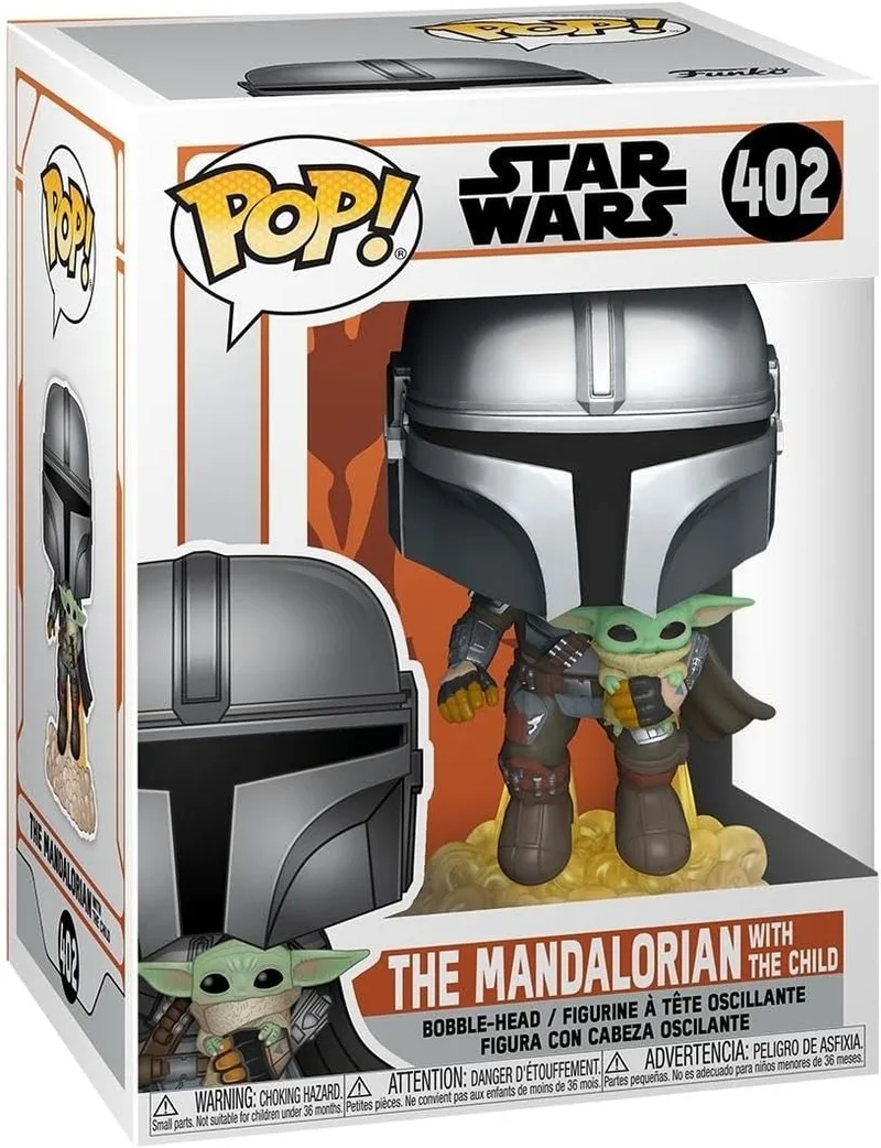 Funko ▫️ Pop! Star Wars: The Mandalorian - Mando com Grogu (Baby Yoda) | Produtos oficiais de ficção científica - Figura colecionável em vinil para decoração - Presente geek de aniversário