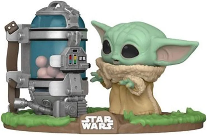 Funko ▫️ Pop! Deluxe: Star Wars: The Mandalorian - Grogu (The Child, Baby Yoda) com recipiente - Figura de vinil colecionável - Ideia para presente - Produto oficial - Brinquedos para crianças e adultos