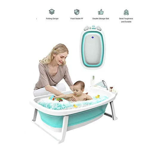 Babify ▫️ Lagoon: Banheira dobrável para bebé com almofada, dobrável de forma compacta, almofada redutora incluída, verde 2