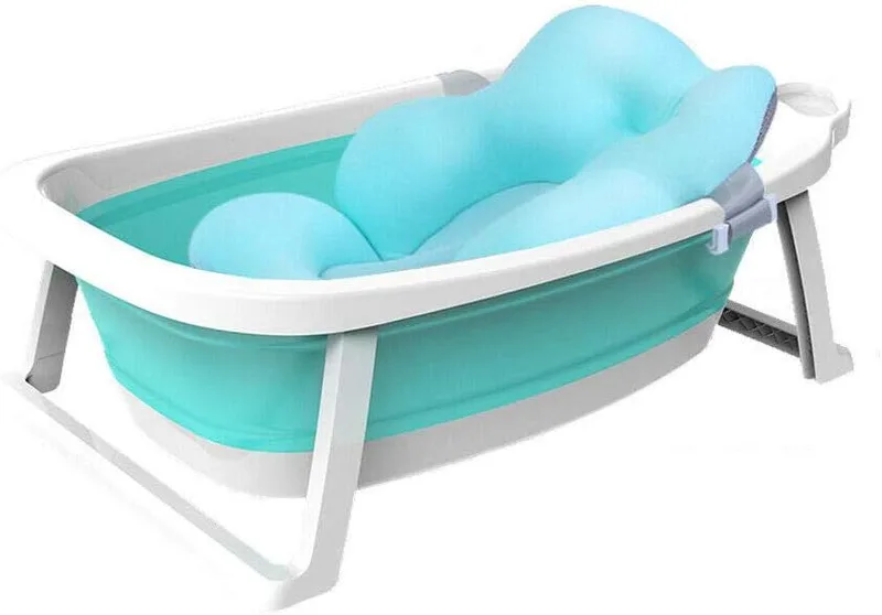 Babify ▫️ Lagoon: Banheira dobrável para bebé com almofada, dobrável de forma compacta, almofada redutora incluída, verde