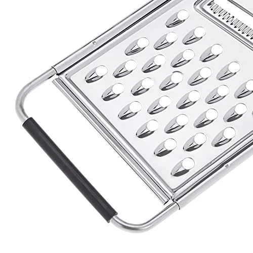 Amazon Basics ▫️ Ralador plano retangular em aço inoxidável para queijo e legumes, com pega e base antiderrapantes, adequado para a máquina de lavar louça, Prateado e Preto 3