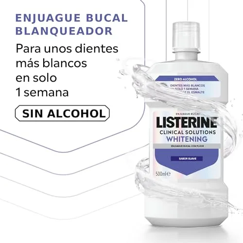 Listerine ▫️ Advanced White Sabor Suave (1 x 500 ml), elixir bucal com 0% de álcool, elixir bucal sem álcool com sabor a menta, elixir bucal branqueador para uma limpeza ideal 3