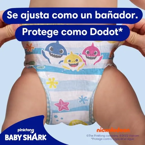 DODOT ▫️ Splashers Baby Shark Tamanho 4, 88 fraldas-fato de banho descartáveis para bebé, 9 kg – 15 kg, proteção anti-fugas na água 3
