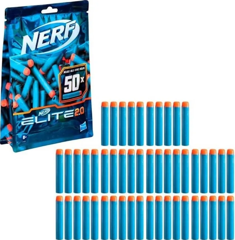 Nerf ▫️ Elite 2.0 - Dardos de reposição - 50 dardos Elite - Compatível com todos os lançadores que utilizam