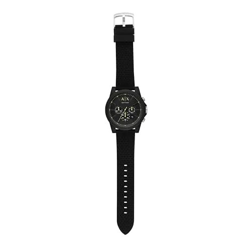 Armani Exchange ▫️ Relógio para homem, movimento de quartzo com cronógrafo e caixa de 44 mm com bracelete em silicone 4