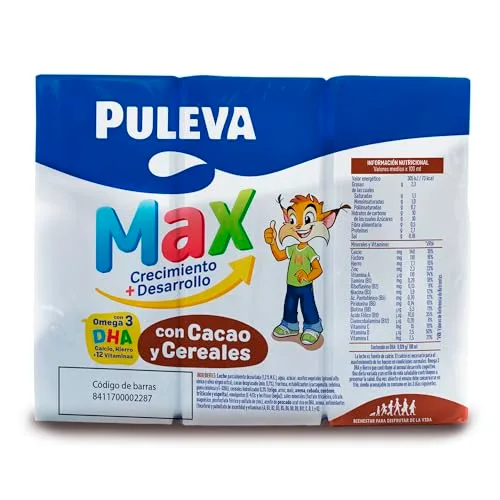 Puleva ▫️ Max Cereais e Cacau com Leite para o Crescimento +3 Anos, Caixa 10x3x200 ml 2