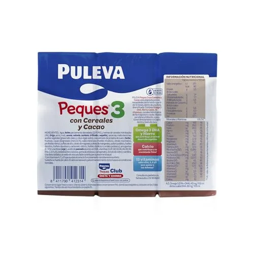 Puleva ▫️ Peques 3 Cereais e Cacau com Leite para o Crescimento +12M, 10x3x200 ml 2