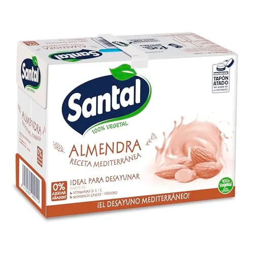 Santal ▫️ Bebida Vegetal de Amêndoa Sem Açúcares Adicionados, Embalagem de 6 x 1 L 6