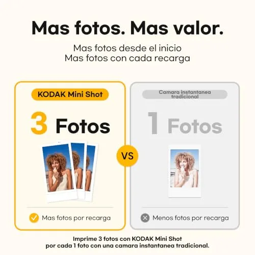 KODAK ▫️ Câmara instantânea retro Mini Shot 2, 5×7,6 cm, 38 folhas, branca 3