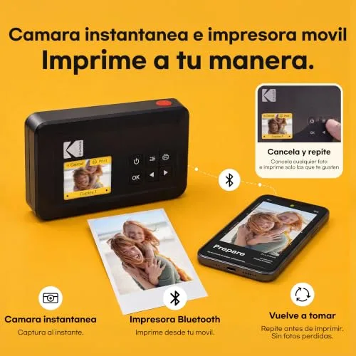 KODAK ▫️ Câmara instantânea retro Mini Shot 2, 5×7,6 cm, 38 folhas, branca 4