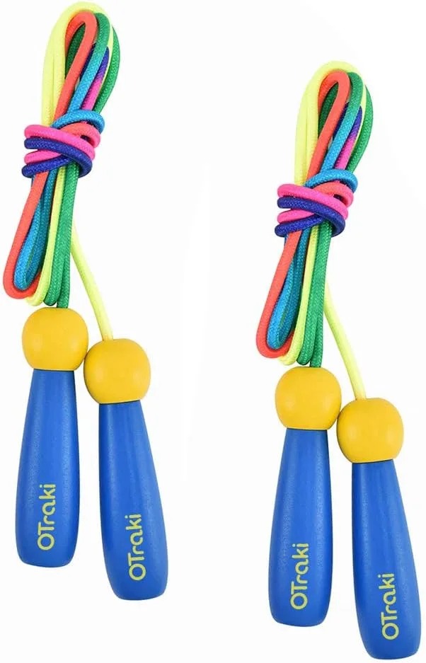 OTraki ▫️ Conjunto de 2 cordas de saltar para crianças, 2,5 m, ajustáveis, em algodão, para fitness e atividades ao ar livre