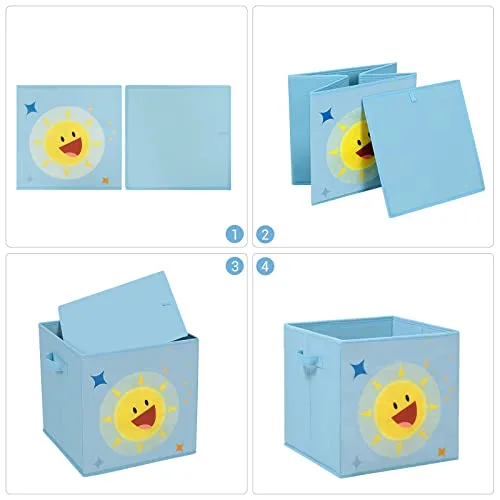 SONGMICS ▫️ Baú de brinquedos infantil com tema espacial, dobrável, conjunto de 3 5