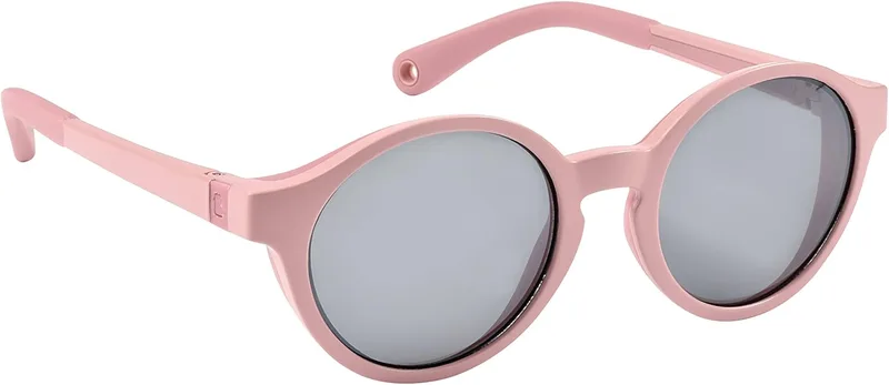 Béaba ▫️ Óculos de sol para crianças dos 2 aos 4 anos, 100% proteção UV - CAT 3, proteção lateral, conforto ideal, hastes ajustáveis a 360°, Rosa Nevoeiro