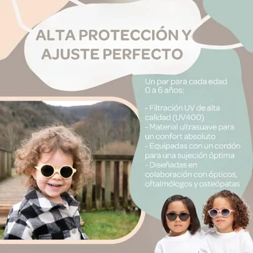Béaba ▫️ Óculos de sol para crianças dos 2 aos 4 anos, proteção 100% contra os raios UV - CAT 3, proteção lateral, conforto ideal, hastes ajustáveis a 360°, Amapola 6