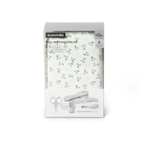 SUAVINEX ▫️ Conjunto de manicura para bebés, +0M, Kit de cuidados para o bebé com escova, pente, escova de dentes, tesourinha, lima e cortador de unhas. Bolsa impermeável com fecho de correr, azul suave 4