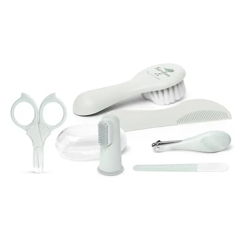 SUAVINEX ▫️ Conjunto de manicura para bebés, +0M, Kit de cuidados para o bebé com escova, pente, escova de dentes, tesourinha, lima e cortador de unhas. Bolsa impermeável com fecho de correr, azul suave 5