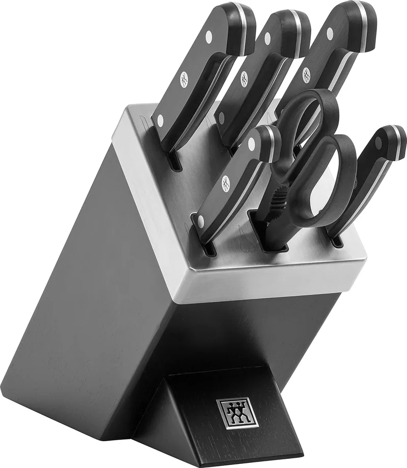 Bloco de facas auto-afiáveis ZWILLING Gourmet, 7 peças, aço inoxidável especial, fabricado na Alemanha, preto