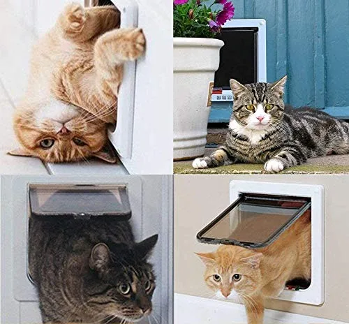 Sailnovo ▫️ Porta para gatos com fecho magnético de 4 vias, porta para animais de estimação (gatos e cães de pequeno porte), porta para gatos com túnel XL branco, 20 x 22 x 5,5 cm 5