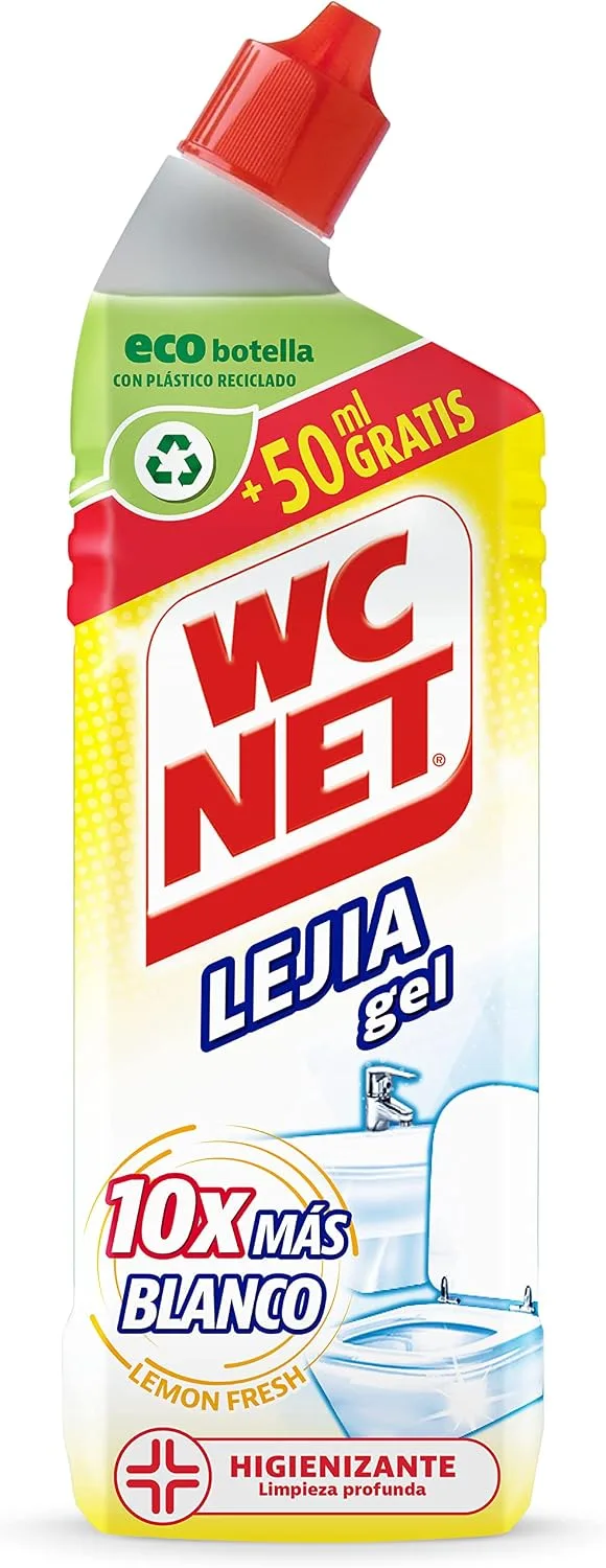 WC Net ▫️ Gel de lixívia Lemon Fresh, limpa, higieniza e branqueia imediatamente, formato padrão, 800 mililitros ()