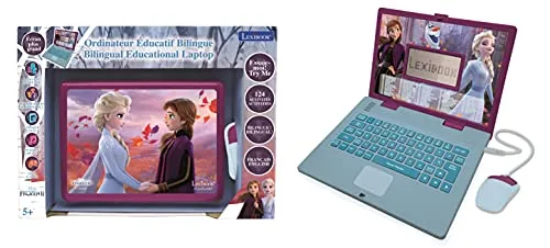 LEXIBOOK ▫️ Disney Frozen 2 - Computador portátil educativo e bilingue francês/inglês - Brinquedo para meninas com 124 atividades educativas, jogos e música com a Elsa e a Anna - Azul/Roxo, JC598FZi1 2