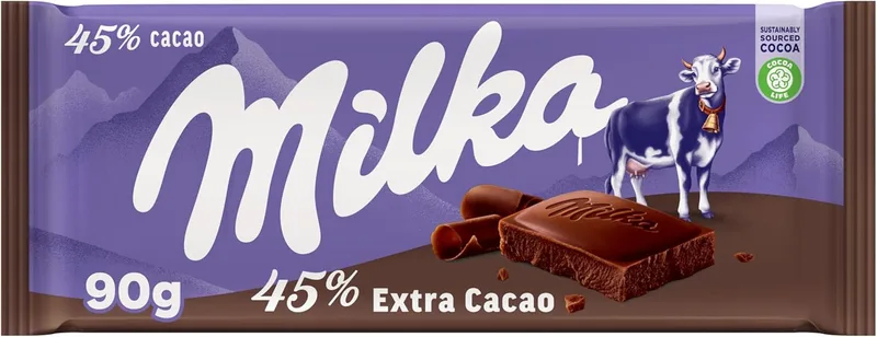 Milka ▫️ Extra Cacao Alpine Chocolate de leite com 45% de cacau extra, 90 g