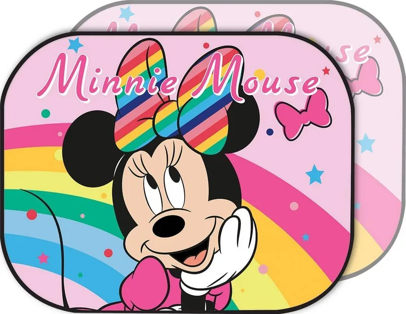 Disney ▫️ Tataway Par de toldos laterais, para-sol para carro da Minnie cor-de-rosa 44 x 35 cm, proteção solar lateral com gráficos oficiais | Acessório para carro de menina