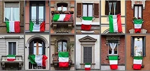 KliKil ▫️ Bandeira Grande da Itália - Conjunto de 2 bandeiras, bandeira italiana em poliéster náutico. Resistente ao vento, Bandeira da Itália - 150 x 90 cm 2