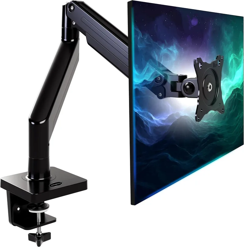 Invision ▫️ Suporte de braço para monitor para ecrãs de 24 a 40", braçadeira ergonómica para secretária, regulável em altura, compatível com VESA 75/100 mm, 2-15 kg (MX450)