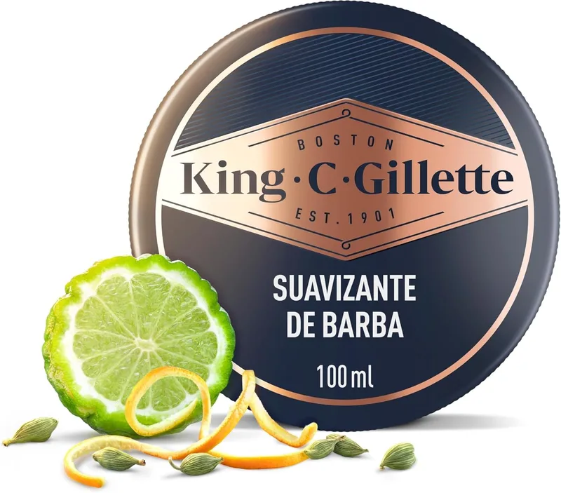 King C. Gillette ▫️ Suavizante para a Barba para Homem, 100 ml | Bálsamo Leve para a Barba com Condicionamento Profundo, com Manteiga de Cacau, Óleo de Argão e Manteiga de Karité