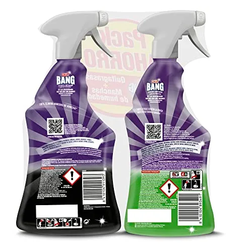 Cillit Bang ▫️ Spray de limpeza desengordurante, para cozinhas, e spray para sujidade e manchas de humidade, para casas de banho - Conjunto de 2 x 750 ml 2