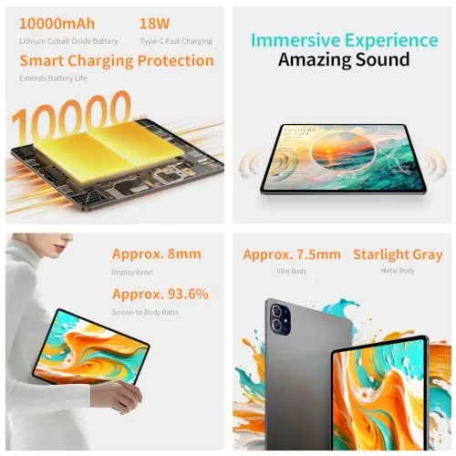 TECLAST ▫️ Tablet ArtPad de 13,2 polegadas, 2,2K, Android 16, 120 Hz, processador Octa-Core T7300 a 2,2 GHz, bateria de 10 000 mAh/18 W, 48 GB de RAM + 128 GB (8 TB TF), 4G LTE Dual SIM, 5G, Wi-Fi, Widevine L1/GPS/OTG, Tablets de Jogos com IA Gemini 4