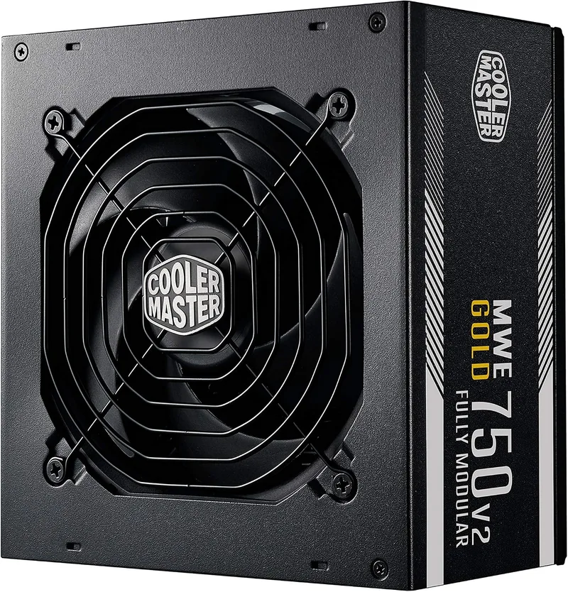 Cooler Master ▫️ MWE 750 Gold V2 - Fonte de alimentação modular de 750 W (ficha UE), 80 PLUS Gold, cabos planos pretos, ventoinha HDB de 120 mm, limiar de alta temperatura - 5 anos de garantia