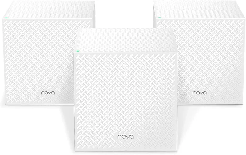 Tenda ▫️ Nova WiFi Mesh AC2100 MW12 - Sistema Mesh Wi-Fi de três bandas para casas e apartamentos - Cobertura até 500 m² - 3x3 portas Gigabit e 100 dispositivos - Repetidor Wi-Fi e router - Conjunto de 3 unidades, branco