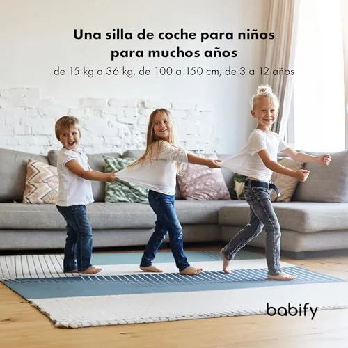 Star Ibaby ▫️ Babify Cadeira de carro Isofix 15-36 kg - Para crianças dos 3 aos 12 anos, encosto de cabeça ajustável em 12 posições, porta-copos removível, dobrável, capa lavável, em conformidade com a norma R129 da UE, cinzenta 6