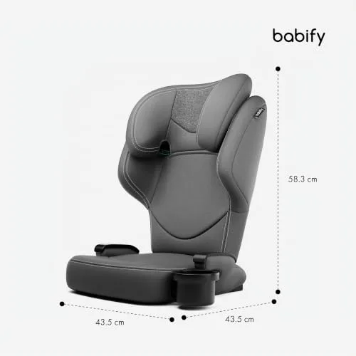 Star Ibaby ▫️ Babify Cadeira de carro Isofix 15-36 kg - Para crianças dos 3 aos 12 anos, encosto de cabeça ajustável em 12 posições, porta-copos removível, dobrável, capa lavável, em conformidade com a norma R129 da UE, cinzenta 7