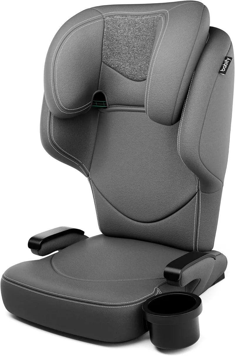 Star Ibaby ▫️ Babify Cadeira de carro Isofix 15-36 kg - Para crianças dos 3 aos 12 anos, encosto de cabeça ajustável em 12 posições, porta-copos removível, dobrável, capa lavável, em conformidade com a norma R129 da UE, cinzenta