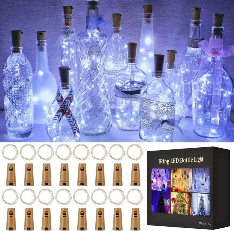 JRing ▫️ 16 Pacotes de Luz de Garrafa, Luz de Cortiça Led, Luzes de Garrafa de Vinho 2m 20 LED Luzes de Guirlandas Decorativas