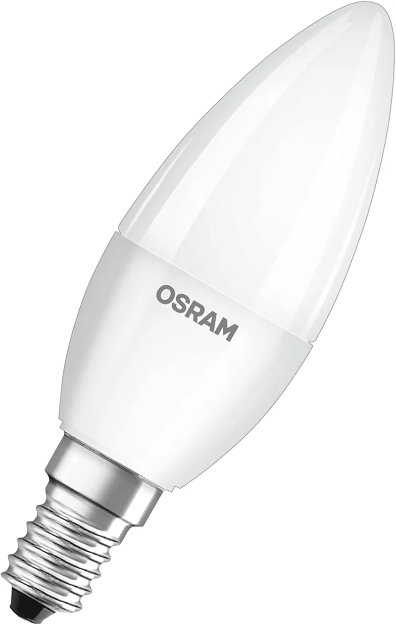 OSRAM ▫️ LED Classic B40, lâmpadas LED de filamento de vidro fosco para E14, forma de vela, branco quente (2700K), 806 lúmens, substitui lâmpadas convencionais de 40W, caixa de 5