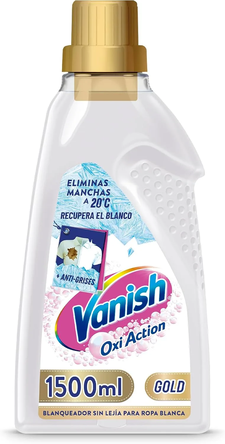 Reckitt ▫️ Vanish Oxi Advance: Removedor de manchas e branqueador para roupa branca, sem lixívia, aroma a rosa, em gel, 1500 ml