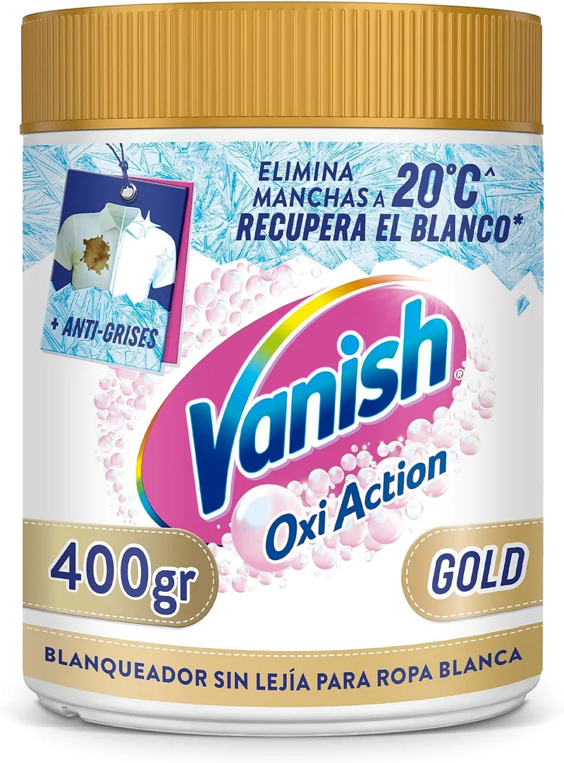 Reckitt ▫️ Vanish Oxi Action Multipoder - Removedor de manchas multifuncional, branqueador e potenciador de lavagem, para roupa branca, em pó, sem lixívia, 400 g