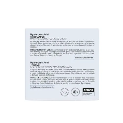 Babaria ▫️ Creme Antirrugas com Ácido Hialurónico | Creme Hidratante para Homem e Mulher com Ácido Hialurónico | Creme Antirrugas Ultra-Hidratante para Mulher, que confere volume e elasticidade, 50 ml 2