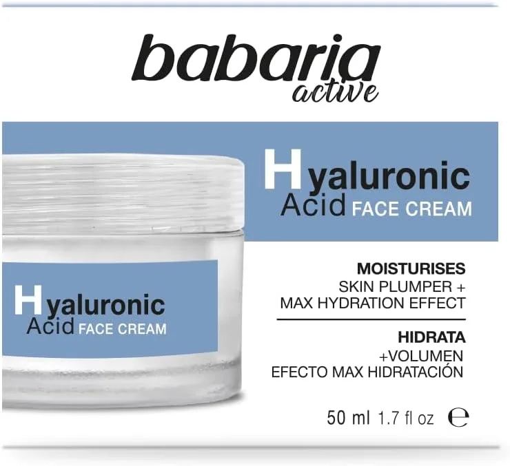 Babaria ▫️ Creme Antirrugas com Ácido Hialurónico | Creme Hidratante para Homem e Mulher com Ácido Hialurónico | Creme Antirrugas Ultra-Hidratante para Mulher, que confere volume e elasticidade, 50 ml
