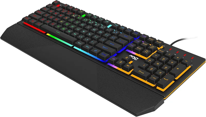 AOC ▫️ Teclado para jogos GK200 - Teclado para PC com disposição de teclas em espanhol, 25 teclas anti-ghosting, 25-N-key rollover e cabo de 1,8 m