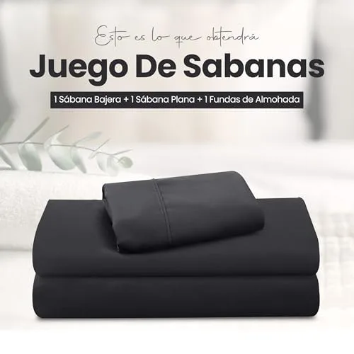 Utopia Bedding ▫️ Conjunto de lençóis de 3 peças 90 x 190 cm, preto 3