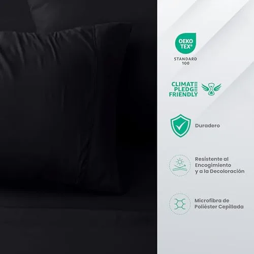 Utopia Bedding ▫️ Conjunto de lençóis de 3 peças 90 x 190 cm, preto 4