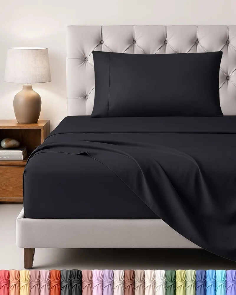 Utopia Bedding ▫️ Conjunto de lençóis de 3 peças 90 x 190 cm, preto