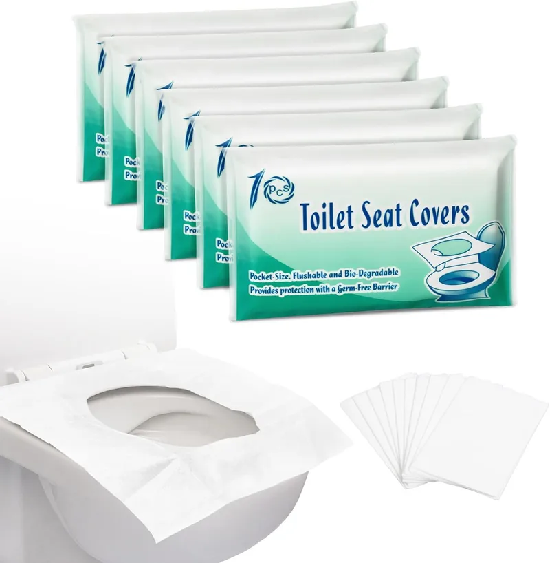 MAIYADUO ▫️ 60 Protectores de Assento Sanitário Descartáveis para Adultos e Crianças - Protectores de Assento Sanitário de Viagem Descartáveis - Embalagem de Bolso, Fácil de Transportar, Utilizados em Sanitas Públicas